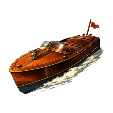 Mahogany speedboat