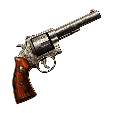 Engraved silver revolver